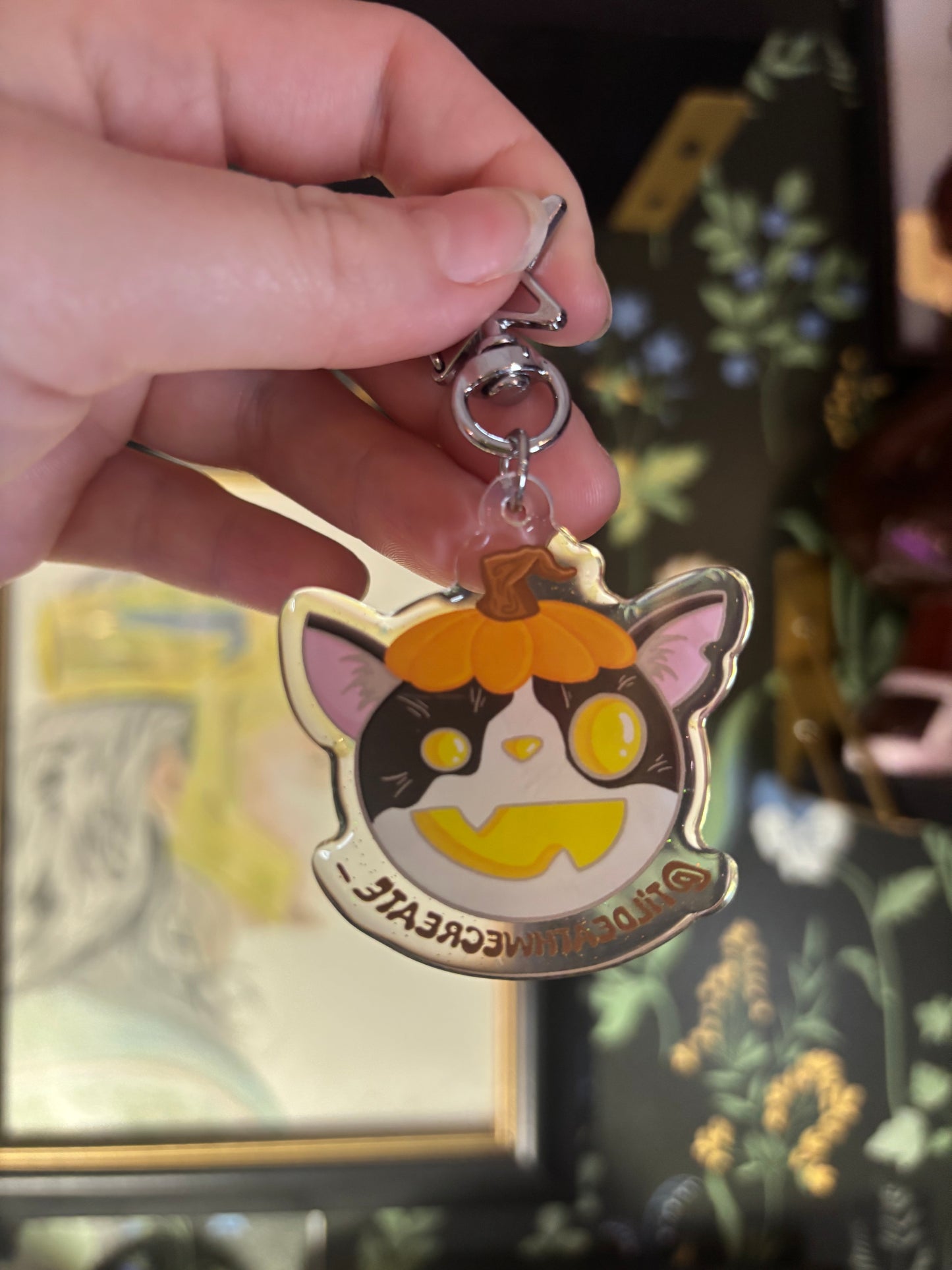 Spooky Pumpkin Cat Keychain