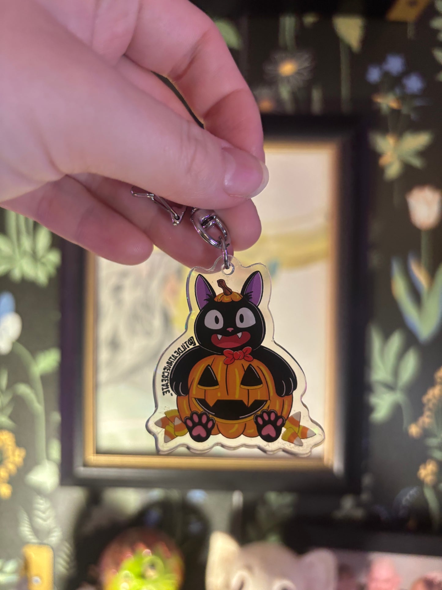 Spooky Kitty Pumpkin Keychain
