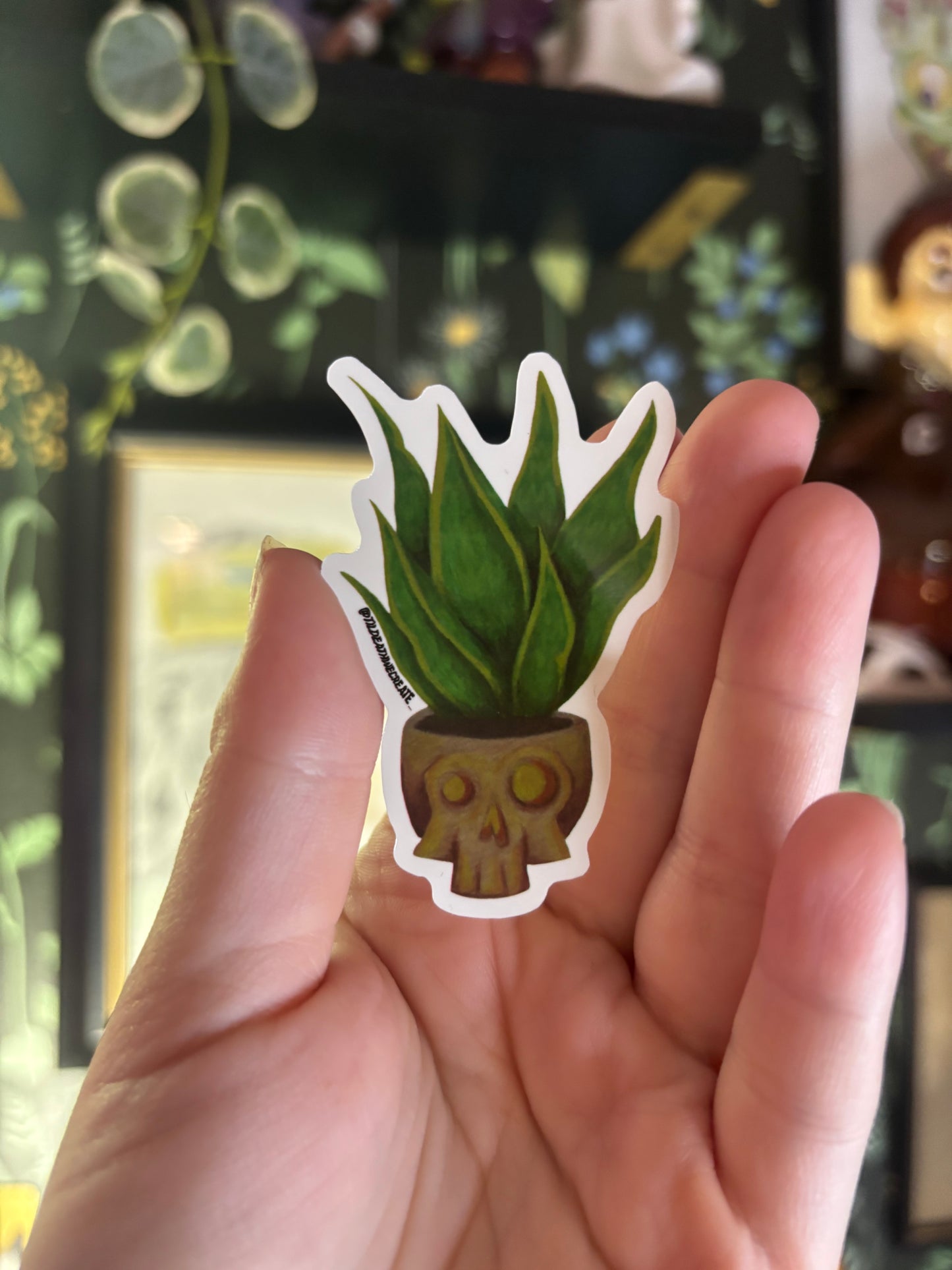 Skull Snake Plant Sticker