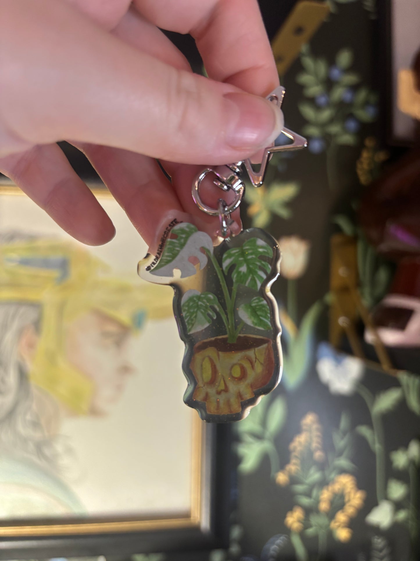 Skull Monstera Thai Constellation Keychain
