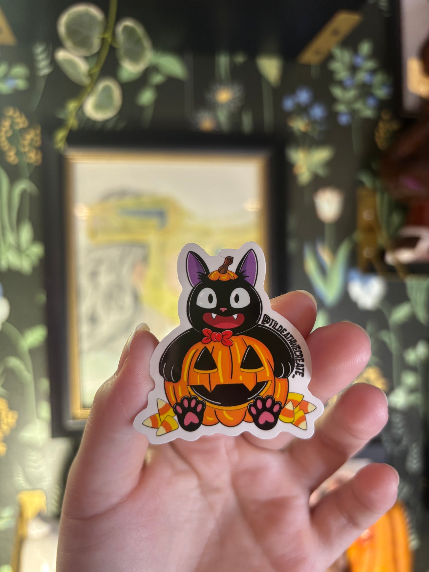 Spooky Kitty Pumpkin Sticker