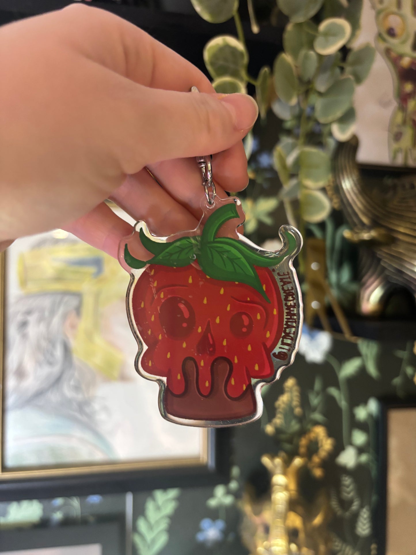 Chocolate Covered Strawberry Skull Keychain