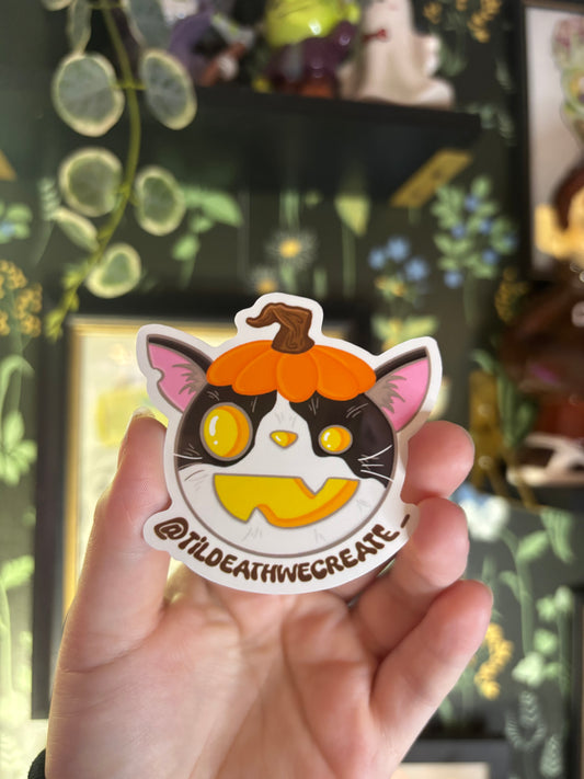 Spooky Pumpkin Cat Sticker
