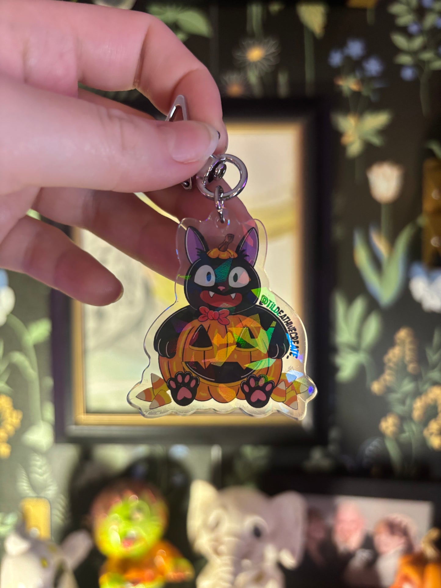 Spooky Kitty Pumpkin Keychain