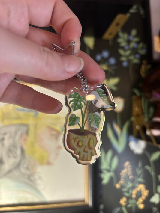 Skull Monstera Thai Constellation Keychain
