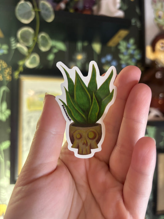 Skull Snake Plant Sticker