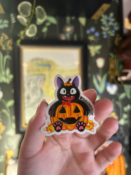 Spooky Kitty Pumpkin Sticker