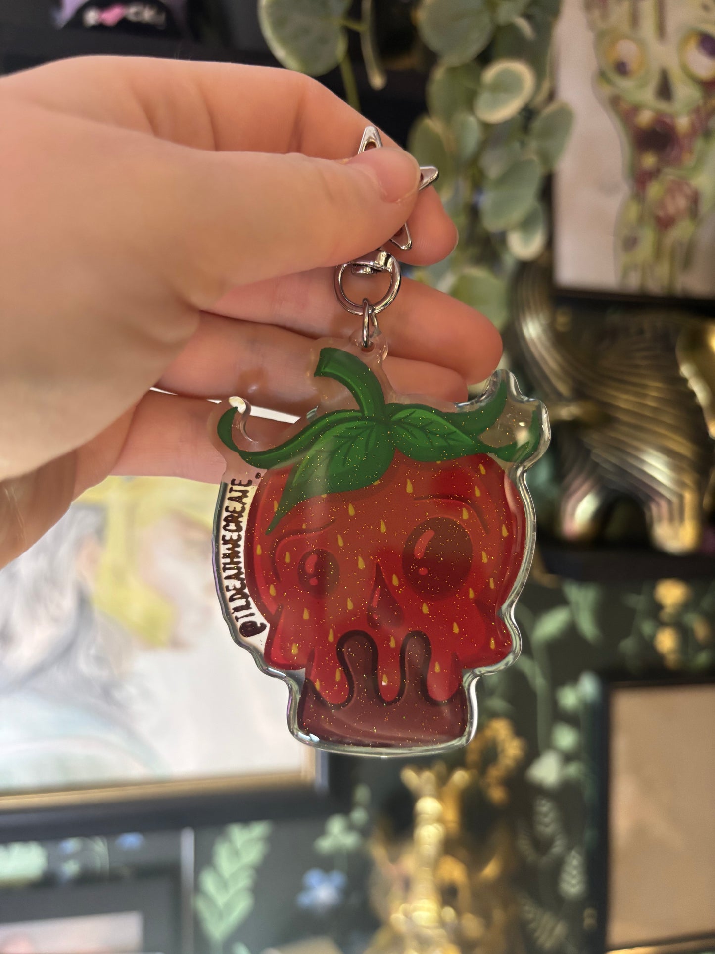Chocolate Covered Strawberry Skull Keychain